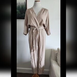 #42 Young Fabulous and Broke YFB Khaki Beige Jumpsuit Romper One Piece Size M